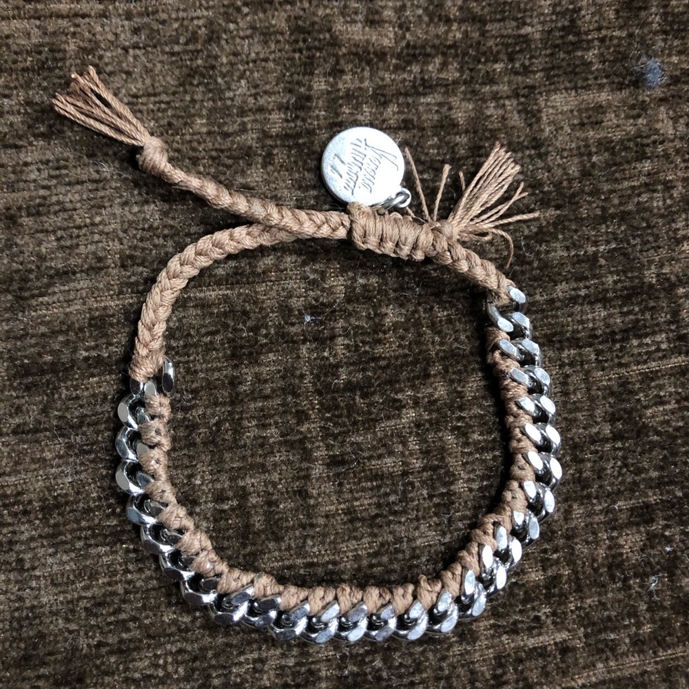 Tan and Silver Friendship Bracelet